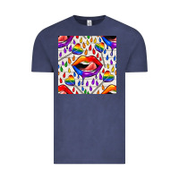 Vintage Denim Pride lgbtq lips and heart lollipop seamless patte Vintage Tee - BundleAndBundleShop