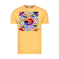 Vintage Mustard Pride lgbtq lips and heart lollipop seamless patte Vintage Tee - BundleAndBundleShop