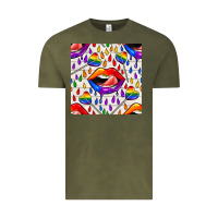 Vintage Olive Pride lgbtq lips and heart lollipop seamless patte Vintage Tee - BundleAndBundleShop
