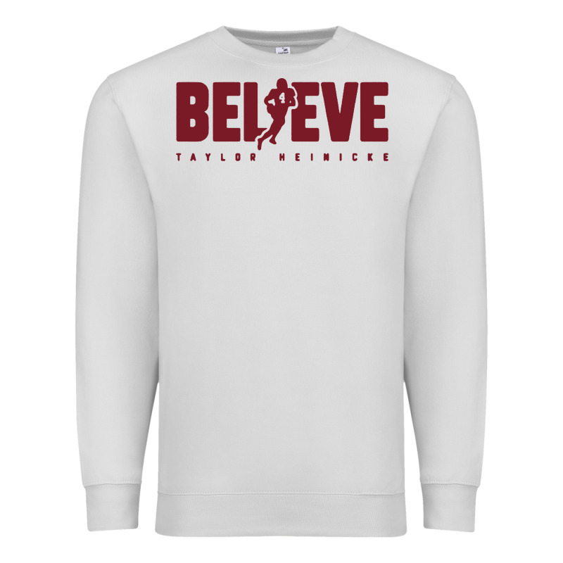 Taylor Heinicke Believe Premium Sweatshirt by artisFamous | Teevron
