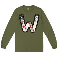 Army Green Baseball Alphabet Long Sleeve Tee - CowhideDigitalArt