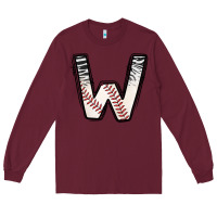 Burgundy Baseball Alphabet Long Sleeve Tee - CowhideDigitalArt