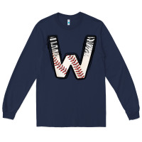 Navy Baseball Alphabet Long Sleeve Tee - CowhideDigitalArt