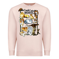 Pale Pink cool cats and kittens Premium Sweatshirt - artisFamous