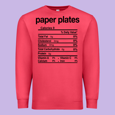 Paper Plates Nutrition Facts Funny Thanksgiving Christmas Premium Sweatshirt Designed By Artisfamous
