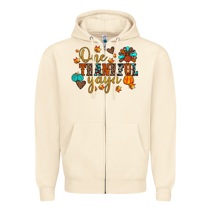 One Thankful Yaya Zipper Hoodie by JahusDesignShop | Teevron
