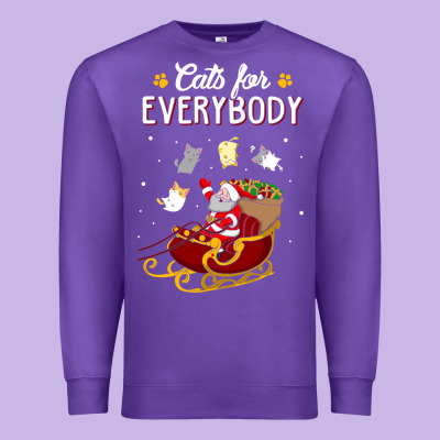 Cats For Everybody Cat Christmas Ugly Christmas Sweatshirt Premium Sweatshirt Designed By Artisfamous