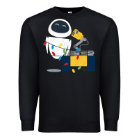 Black wall e eve christmas light wrap graphic t shirt Premium Sweatshirt - artisFamous