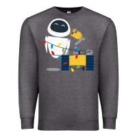 Charcoal Heather wall e eve christmas light wrap graphic t shirt Premium Sweatshirt - artisFamous