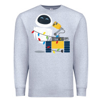 Heather Grey wall e eve christmas light wrap graphic t shirt Premium Sweatshirt - artisFamous