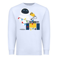 White wall e eve christmas light wrap graphic t shirt Premium Sweatshirt - artisFamous