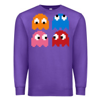 Purple pacman ghosts cool retro 80s Premium Sweatshirt - artisFamous