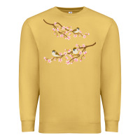 Antique Gold cherry blossom sakura with bird Premium Sweatshirt - artisFamous