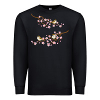 Black cherry blossom sakura with bird Premium Sweatshirt - artisFamous