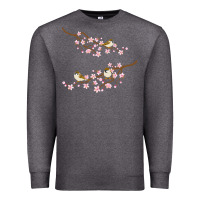 Charcoal Heather cherry blossom sakura with bird Premium Sweatshirt - artisFamous