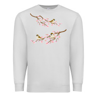 Dove Grey cherry blossom sakura with bird Premium Sweatshirt - artisFamous
