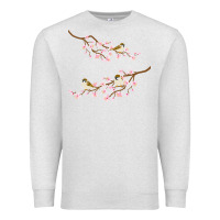 Oatmeal Heather cherry blossom sakura with bird Premium Sweatshirt - artisFamous