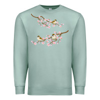 Seafoam cherry blossom sakura with bird Premium Sweatshirt - artisFamous