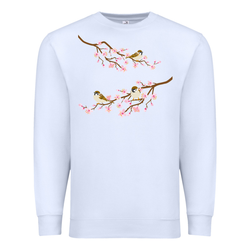 Cherry Blossom Sakura With Bird Premium Sweatshirt by artisFamous | Teevron