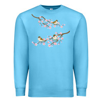 Ocean Blue cherry blossom sakura with bird Premium Sweatshirt - artisFamous