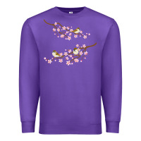 Purple cherry blossom sakura with bird Premium Sweatshirt - artisFamous