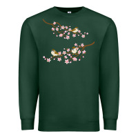 Sports Green cherry blossom sakura with bird Premium Sweatshirt - artisFamous