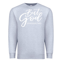 Heather Grey but god imajes Premium Sweatshirt - artisFamous