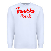 White TSUNDOKU JAPANESE TYPOGRAPHY Premium Sweatshirt - artisFamous