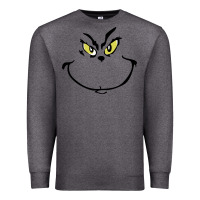 Charcoal Heather Grinch Face Premium Sweatshirt - artisFamous
