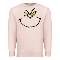 Pale Pink Grinch Face Premium Sweatshirt - artisFamous