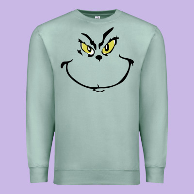 Grinch Face Premium Sweatshirt Designed By Artisfamous