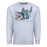 Heather Grey Sharkdog Sticker Premium Sweatshirt - artisFamous