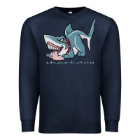 Navy Sharkdog Sticker Premium Sweatshirt - artisFamous