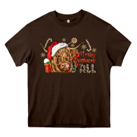 Chocolate Brown merry christmas yall Heavy Core Tee - CowGirlArtShop