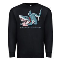 Black Sharkdog Sticker Premium Sweatshirt - artisFamous