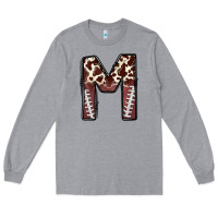 Heather Grey name footballcow print letter m Long Sleeve Tee - CowhideDigitalArt
