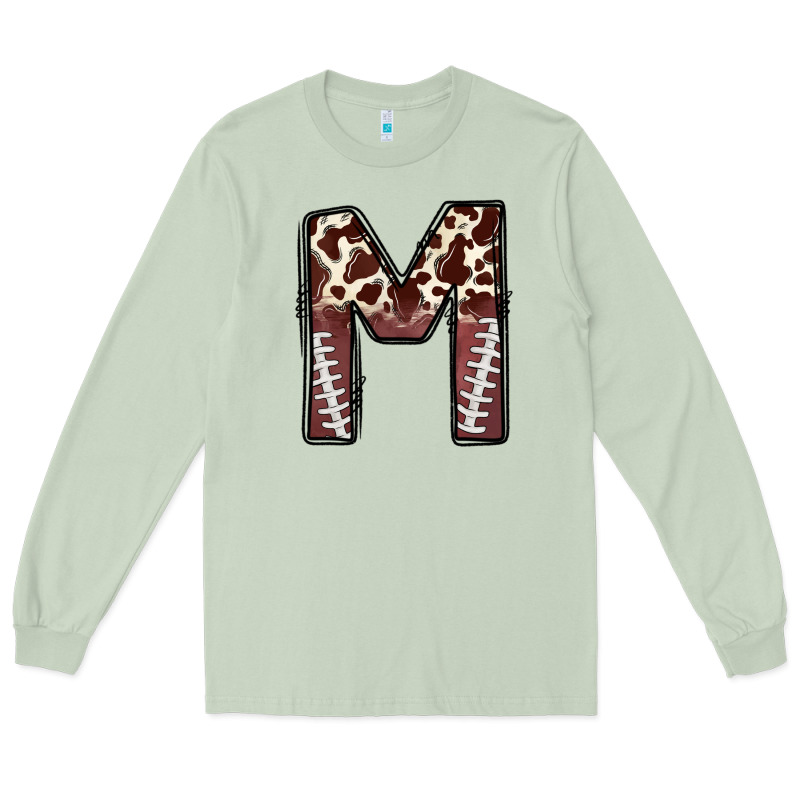 Name Footballcow Print Letter M Long Sleeve Tee by CowhideDigitalArt | Teevron