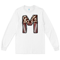 White name footballcow print letter m Long Sleeve Tee - CowhideDigitalArt