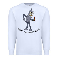 White Futurama Ctrl Alt Shift Kill Bender Premium Sweatshirt - artisFamous