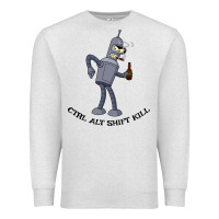 Oatmeal Heather Futurama Ctrl Alt Shift Kill Bender Premium Sweatshirt - artisFamous