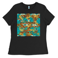 Black western aztec leopard glitter seamless pattern Ladies Tee - FaDigitalArtStudio
