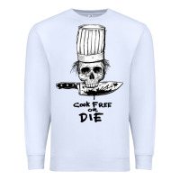 White bourdain cook free or die Premium Sweatshirt - artisFamous