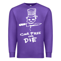 Purple bourdain cook free or die Premium Sweatshirt - artisFamous