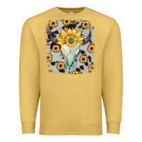 Antique Gold cowhide sunflower gemstone bull skull Premium Sweatshirt - JahusDesignShop