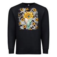 Black cowhide sunflower gemstone bull skull Premium Sweatshirt - JahusDesignShop
