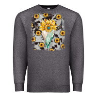 Charcoal Heather cowhide sunflower gemstone bull skull Premium Sweatshirt - JahusDesignShop