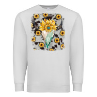 Dove Grey cowhide sunflower gemstone bull skull Premium Sweatshirt - JahusDesignShop