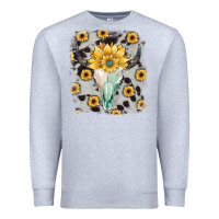 Heather Grey cowhide sunflower gemstone bull skull Premium Sweatshirt - JahusDesignShop