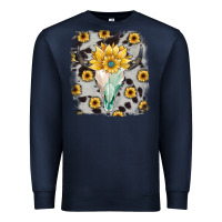Navy cowhide sunflower gemstone bull skull Premium Sweatshirt - JahusDesignShop