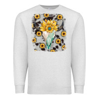 Oatmeal Heather cowhide sunflower gemstone bull skull Premium Sweatshirt - JahusDesignShop